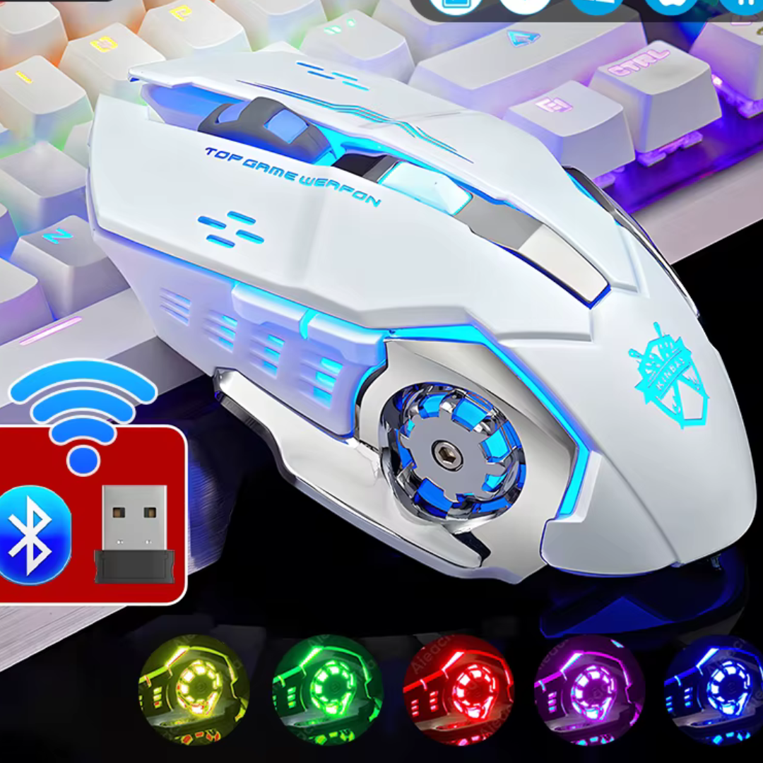 Mouse Inalámbrico, Silencioso y Recargable con Bluetooth para Juegos
