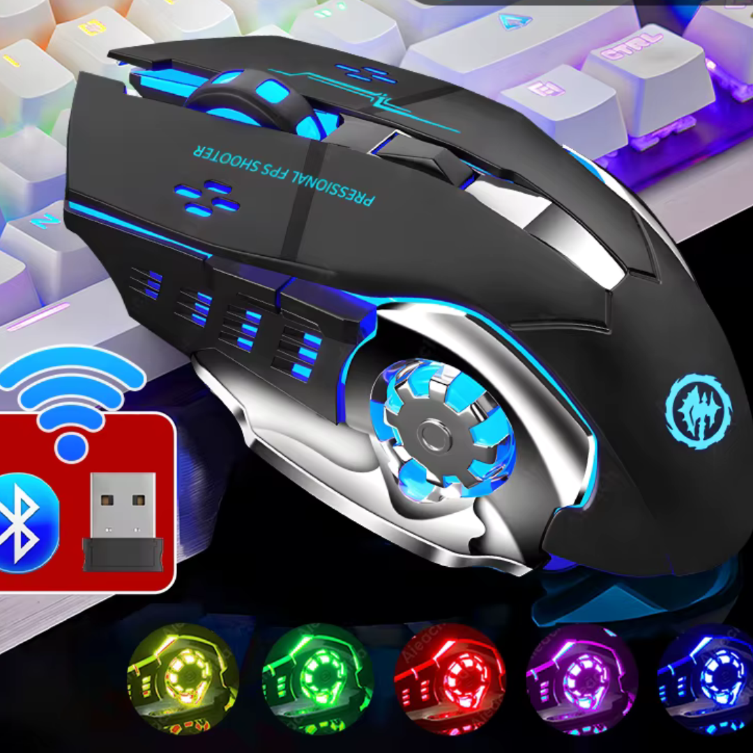 Mouse Inalámbrico, Silencioso y Recargable con Bluetooth para Juegos