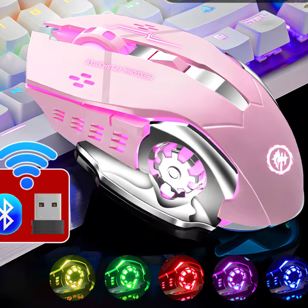Mouse Inalámbrico, Silencioso y Recargable con Bluetooth para Juegos