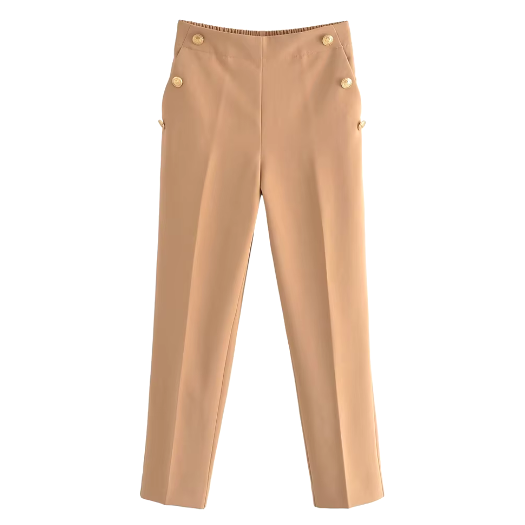 Pantalones Angostos con Botones Dorados