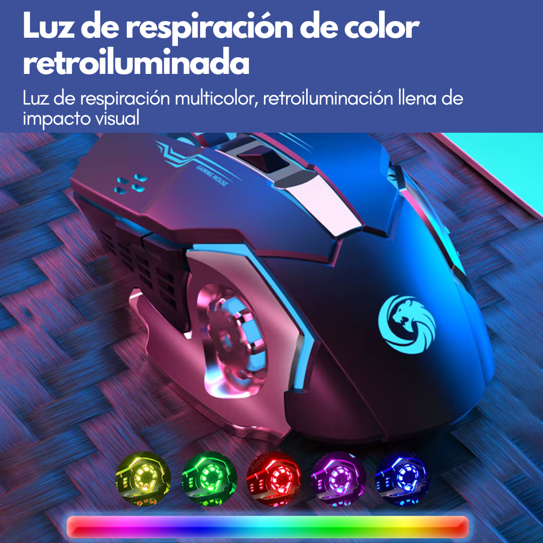 Mouse Inalámbrico, Silencioso y Recargable con Bluetooth para Juegos