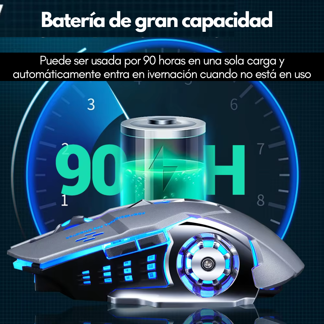 Mouse Inalámbrico, Silencioso y Recargable con Bluetooth para Juegos