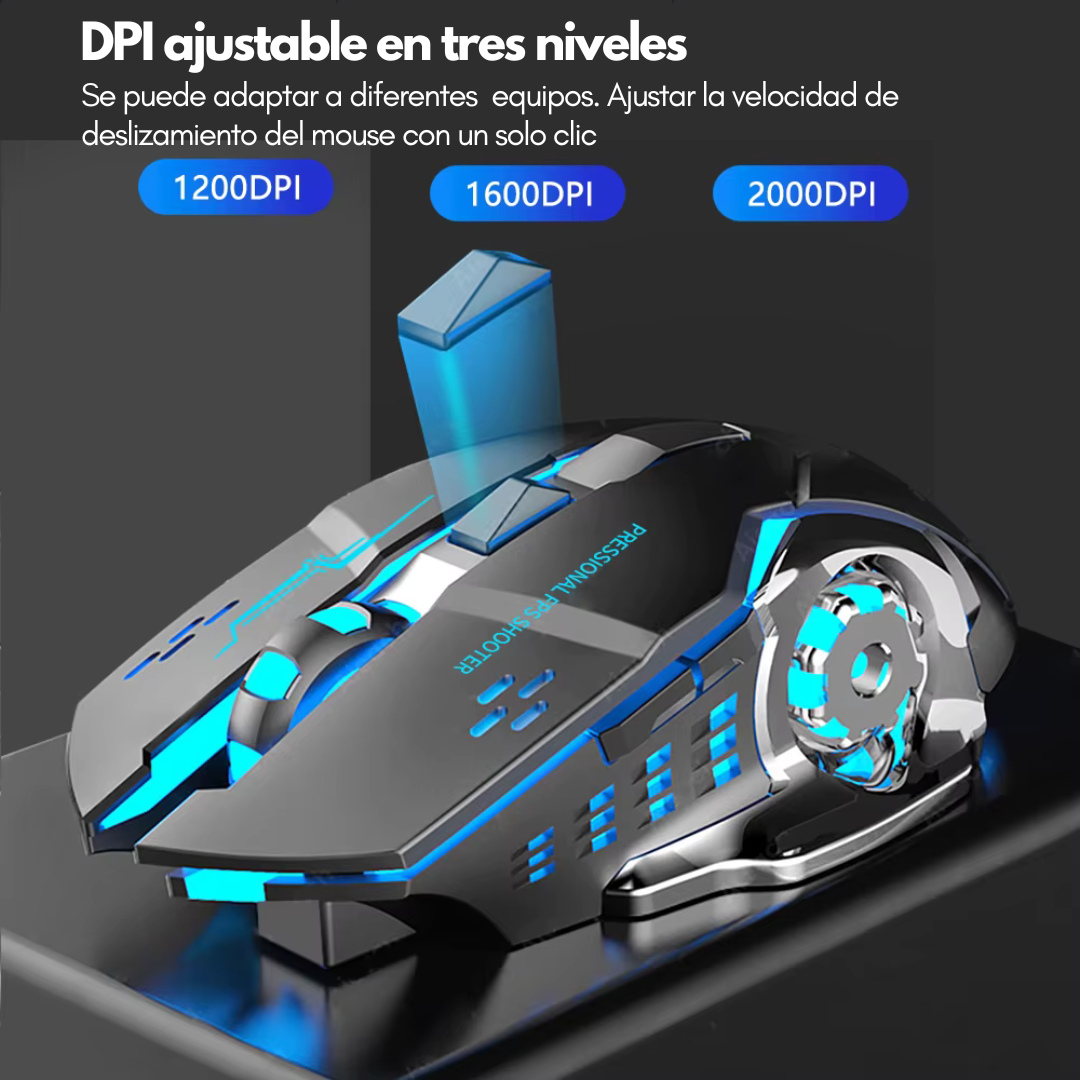 Mouse Inalámbrico, Silencioso y Recargable con Bluetooth para Juegos