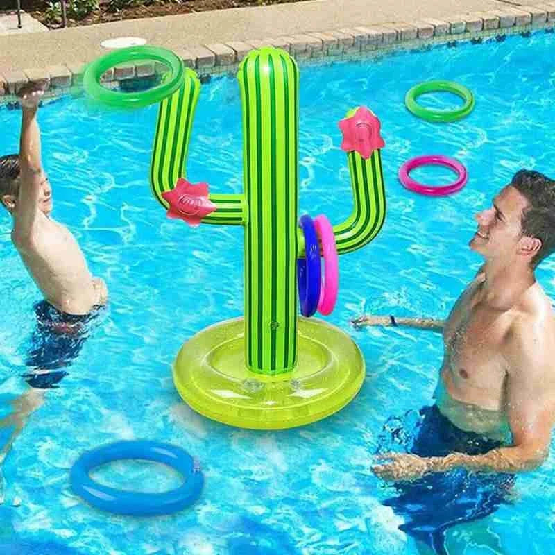 Juego inflable para piscina con forma de cactus