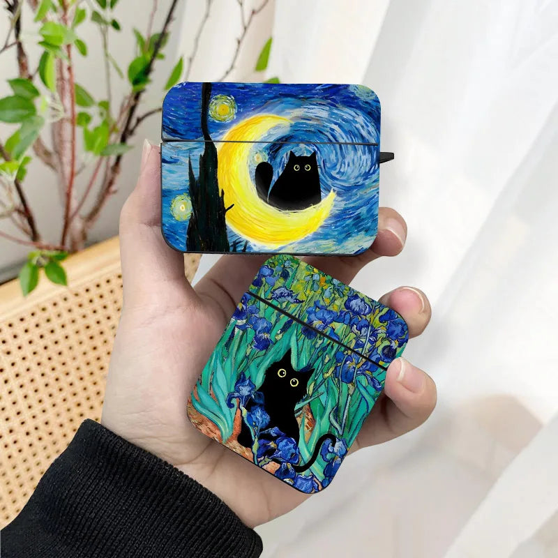 Estuche para AirPods con Diseño de Gato Negro de Vincent Van Gogh