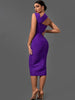 Vestido morado ajustado para fiesta de noche, elegante, sexy, con corte midi