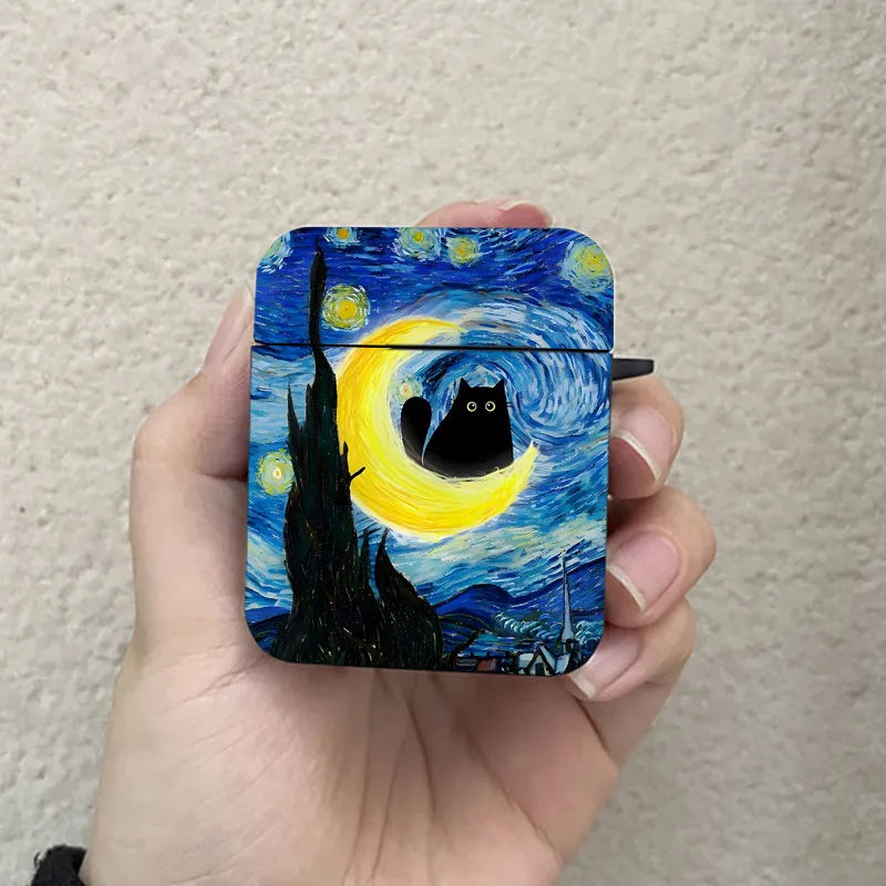 Estuche para AirPods con Diseño de Gato Negro de Vincent Van Gogh